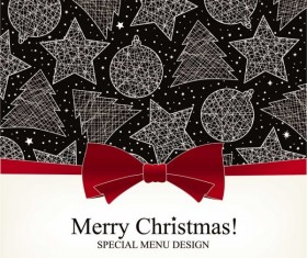 Christmas with Bow Greeting Cards vector 03
