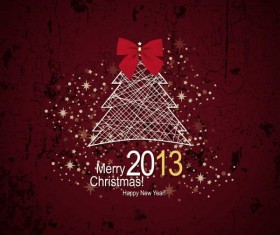 Christmas with Bow Greeting Cards vector 04