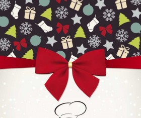 Christmas with Bow Greeting Cards vector 05