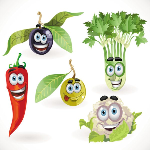 Funny Vegetables mix vector 05 free download