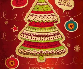 Cartoon Christmas new year cards vector 01