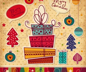 Cartoon Christmas new year cards vector 02
