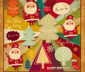 Cartoon Christmas new year cards vector 03