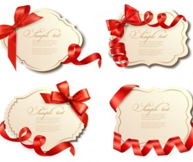 Vivid Bow with Ribbons labels vector 01