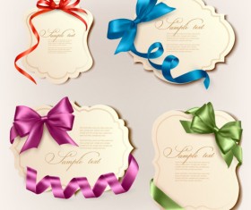Vivid Bow with Ribbons labels vector 03