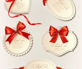 Vivid Bow with Ribbons labels vector 04