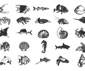 Various Ocean Small animals design vector
