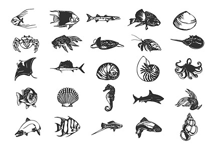 Various Ocean Small animals design vector