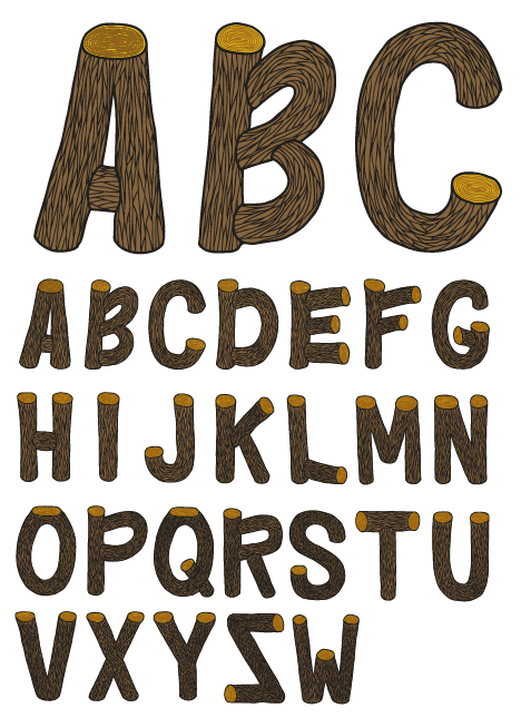 Excellent wooden alphabet design vector 02
