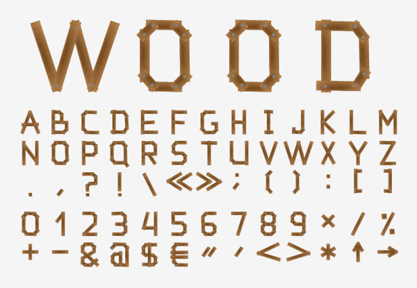 Excellent wooden alphabet design vector 03