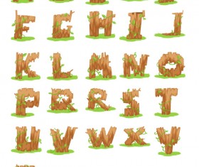 Excellent wooden alphabet design vector 05