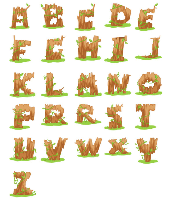 Excellent wooden alphabet design vector 05