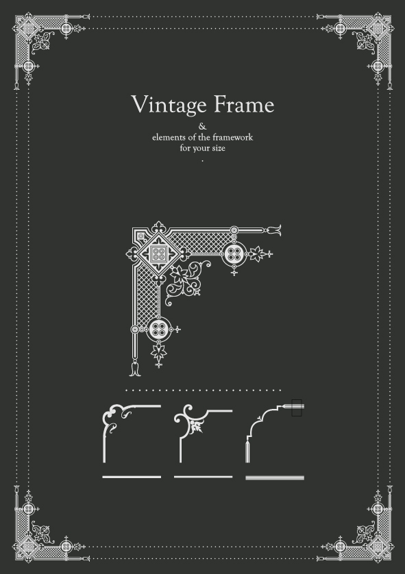 Vintage frames decor elements vector set 03