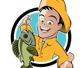 Cartoon of Fishing design vector set 01