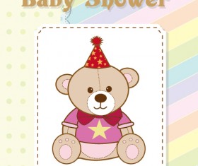 Cute Baby shower cards vector material set 02