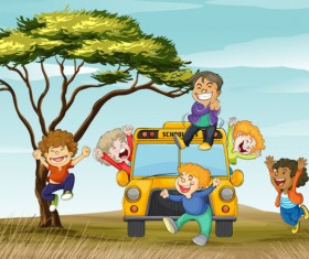 Cute Animals and children cartoon theme vector backgrounds 03