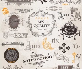 Set of labels and ornaments elements vector 01