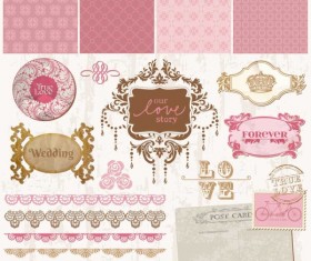 Set of labels and ornaments elements vector 02