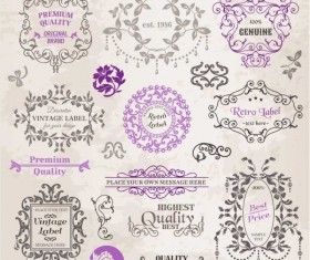 Set of labels and ornaments elements vector 03