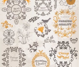 Set of labels and ornaments elements vector 04