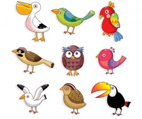 Various Cute Birds vector set 01