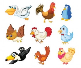 Various Cute Birds vector set 02