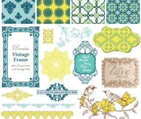 Vintage pattern ,lace,label and frames decor vector Collection 02
