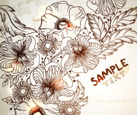 Retro Hand drawn flower vector backgrounds