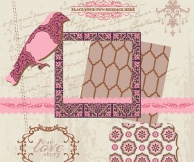 Vintage pattern ,lace,label and frames decor vector Collection 03