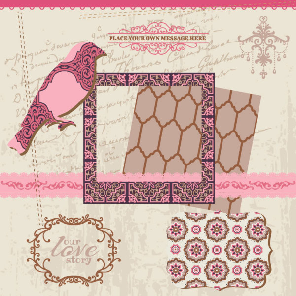 Vintage pattern ,lace,label and frames decor vector Collection 03