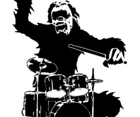 Chimpanzees and drums design vector