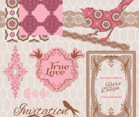 Vintage pattern ,lace,label and frames decor vector Collection 04