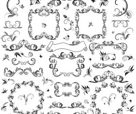 Black lace decor elements vector