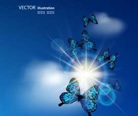 Set of Sky cloud bubbles vector backgrounds 02