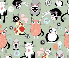 Funny cartoon cat design elements vector 01