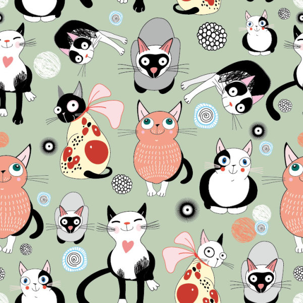Funny cartoon cat design elements vector 01 free download