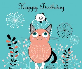 Funny cartoon cat design elements vector 02