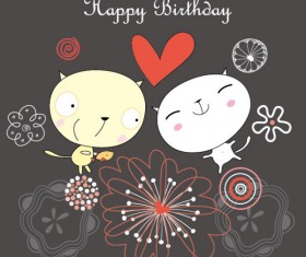 Funny cartoon cat design elements vector 04