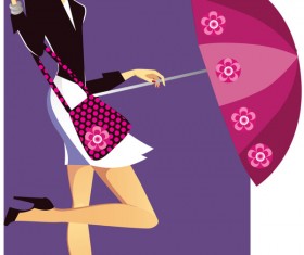 Set of Shopping Girl design vector material 02