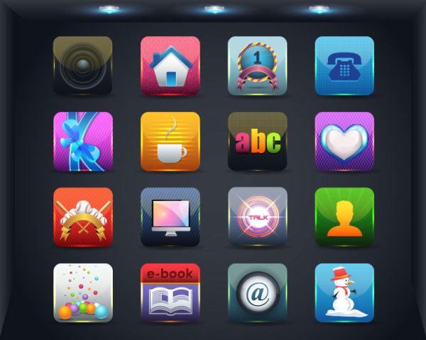 Download Creative Mobile application icon set 03 free download