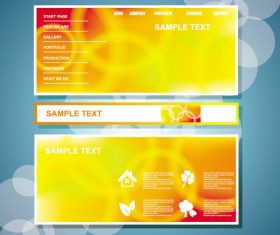 Yellow style website theme template vector 01