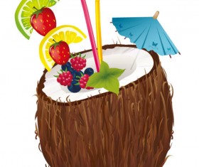 Coconut design elements vector graphic 01