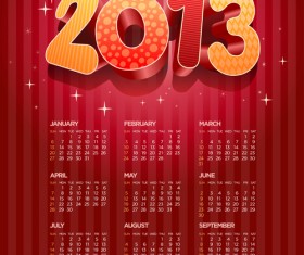 Elements 2013 Calendar design vector graphics 02