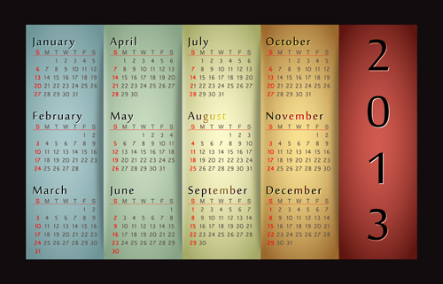 Elements 2013 Calendar design vector graphics 03