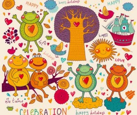 Different hand draw animals design vector set 03