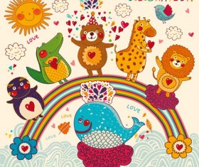 Different hand draw animals design vector set 04