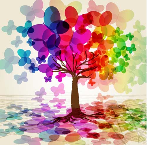Different colors of rainbow backgrounds vector 01