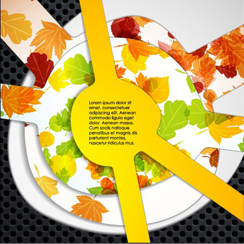 Set of Autumn multi layered background vector 03