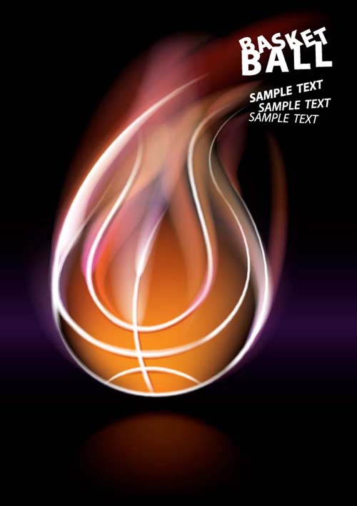 Abstract of Ball with flame design vector 01