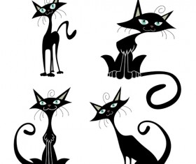 Funny Black cat design vector 01
